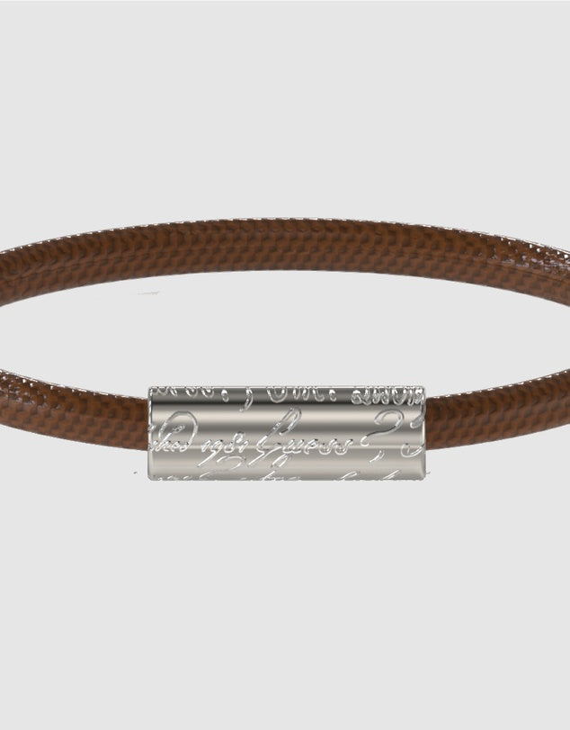 Guess Silver-Tone 6MM Leather Bracelet