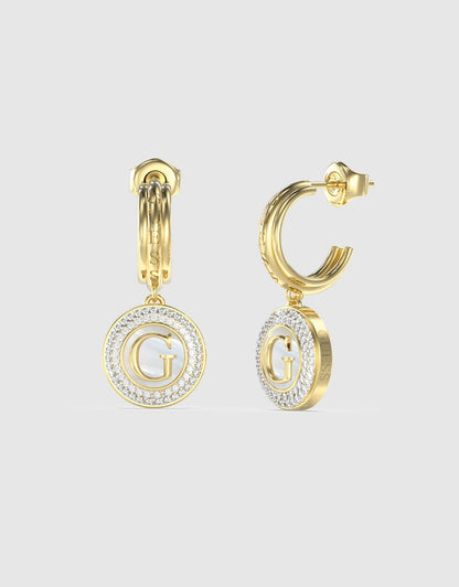 Guess Pearly G Coin Hoop Earrings