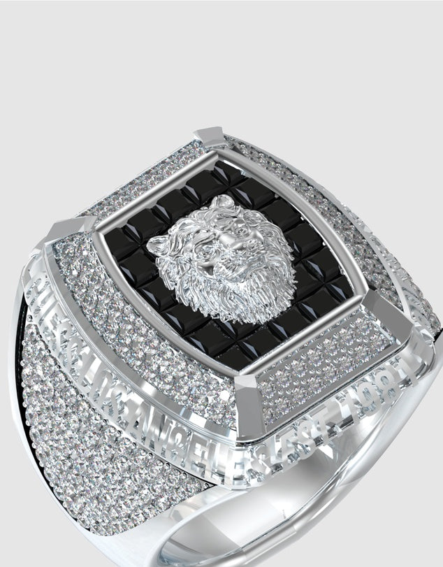 Guess Signet Ring Lion Pave Silver