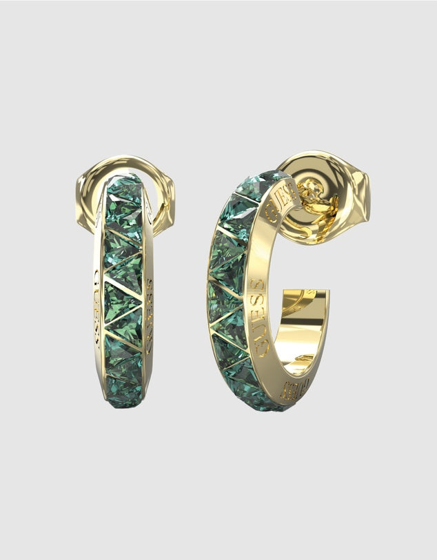 Guess Triangle Hoops Earrings - 18mm Green