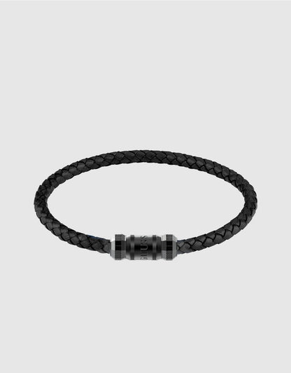 Guess Exagon Black Leather Bracelet