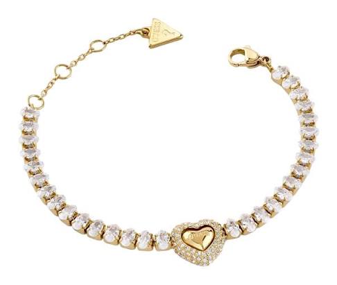 Guess Tennis Bracelet Gold Heart