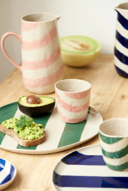 Jones & Co Cabana Platter Pate Green Stripe