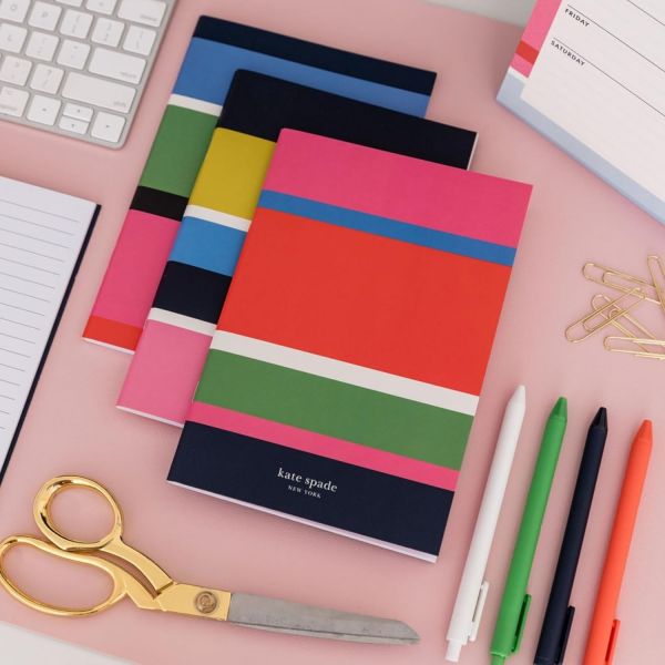 Kate Spade NY Tripple Notebook Set Sunny Day Stripe