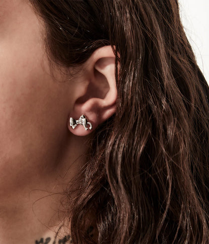 Stolen Girlfriend Club Pierced Bow Earrings in Silver or Gold
