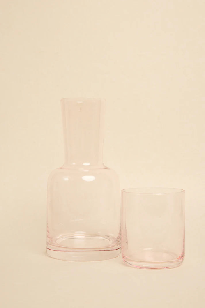 Willow & Mae Pink Carafe with Drinking Glass