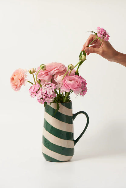 Jones & Co Cabana Stripe Green Jug