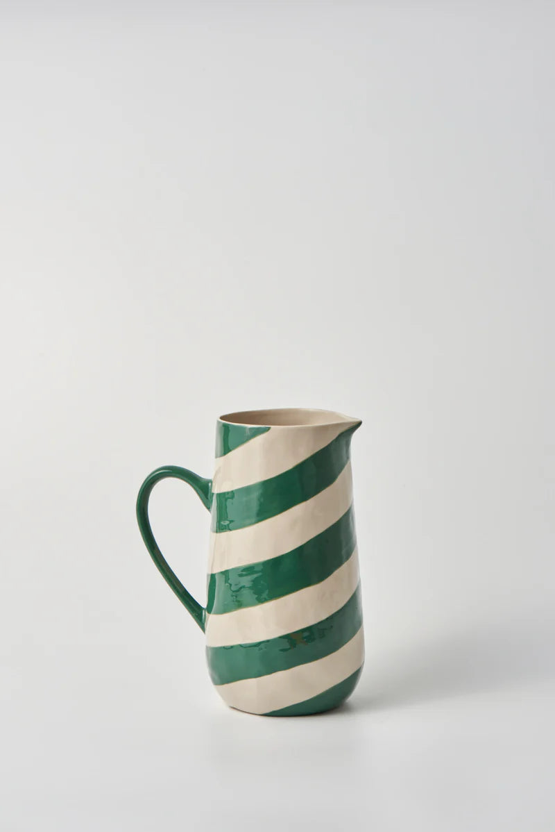 Jones & Co Cabana Stripe Green Jug