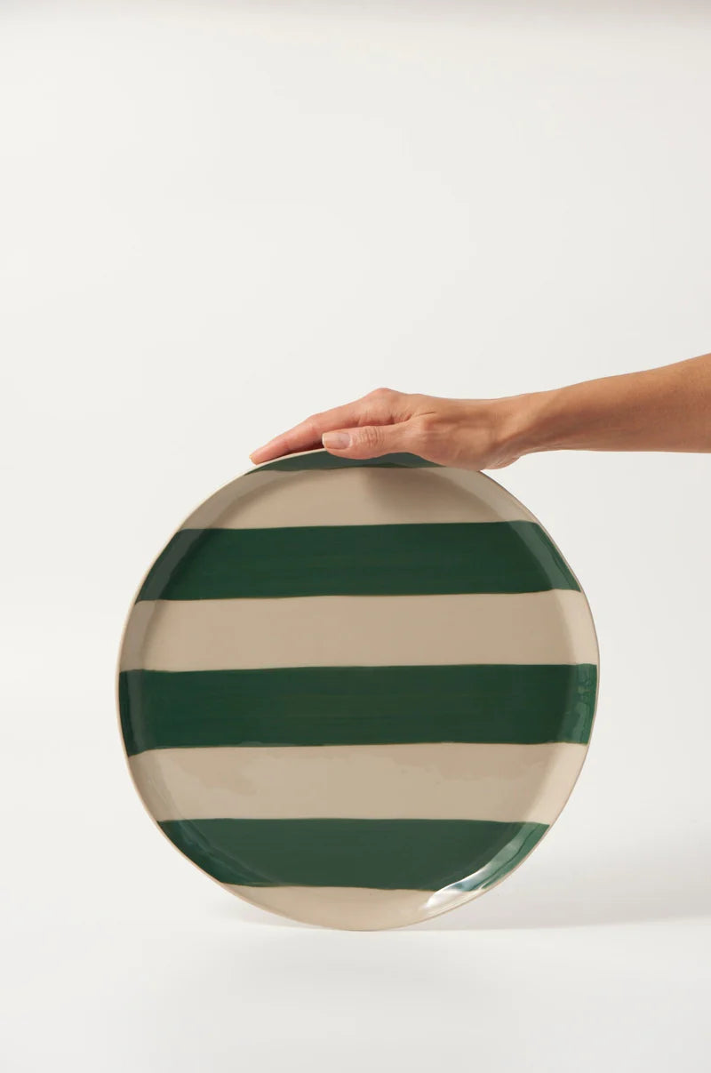 Jones & Co Cabana Platter Pate Green Stripe