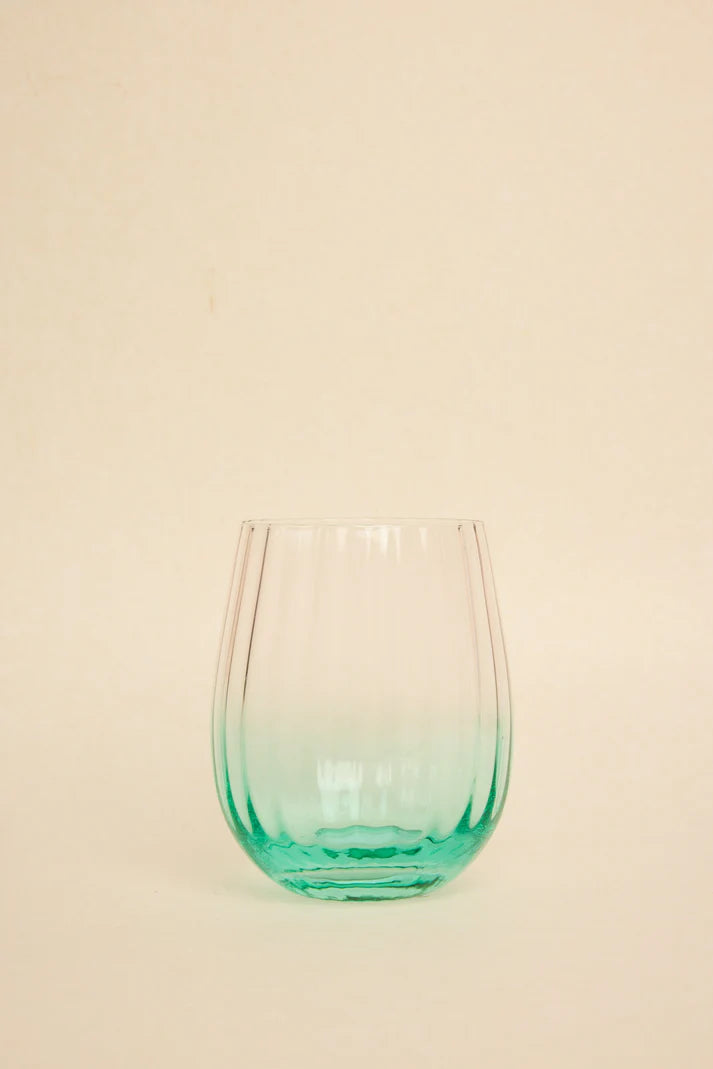 Willow & Mae Ripple Pink Green Stemless Wine Glass