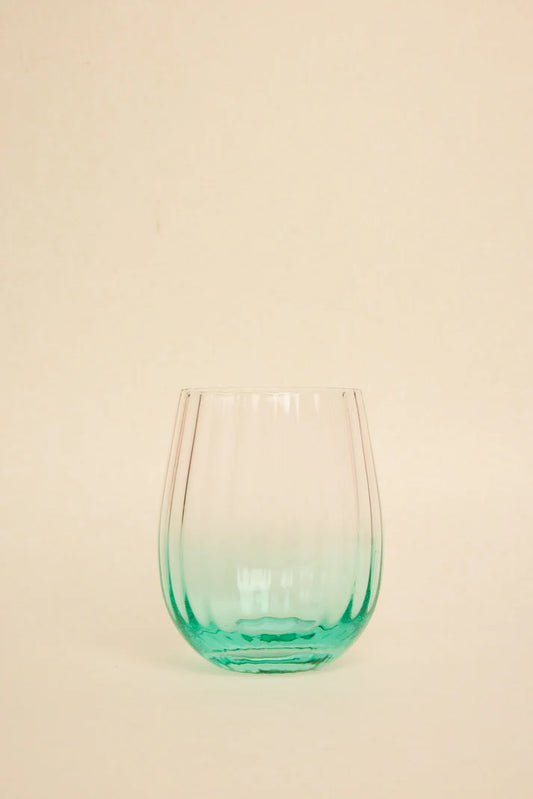 Willow & Mae Ripple Pink Green Stemless Wine Glass