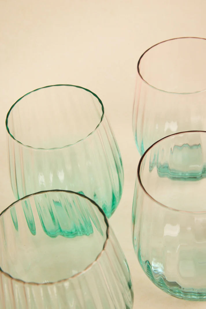Willow & Mae Ripple Pink Green Stemless Wine Glass