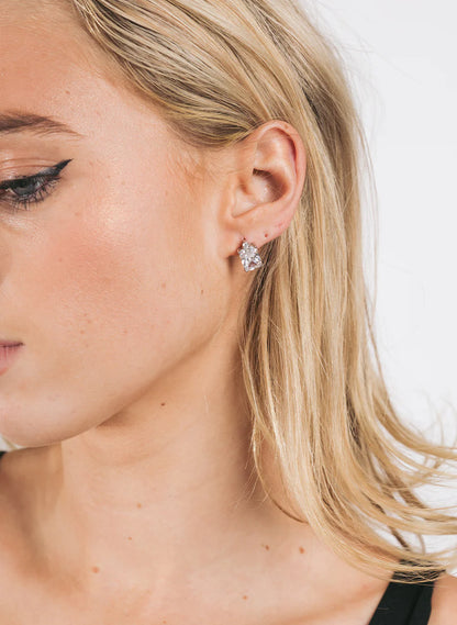 Federation Emerald Cut Stud in Clear or Black or Pink