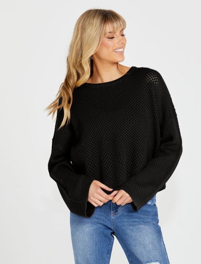 Sass Lily Bell Sleeve Knit Top