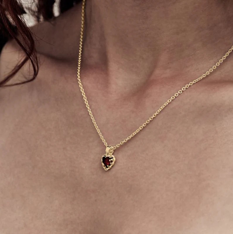 Stolen Girlfriends Club Mini Love Claw Necklace 18k Gold Plated Red Garnet