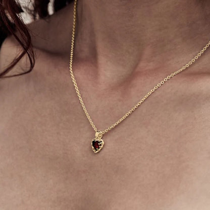 Stolen Girlfriends Club Mini Love Claw Necklace 18k Gold Plated Red Garnet