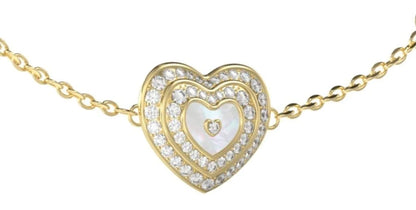 Guess Mother Of Pearl Crystal Heart Necklace