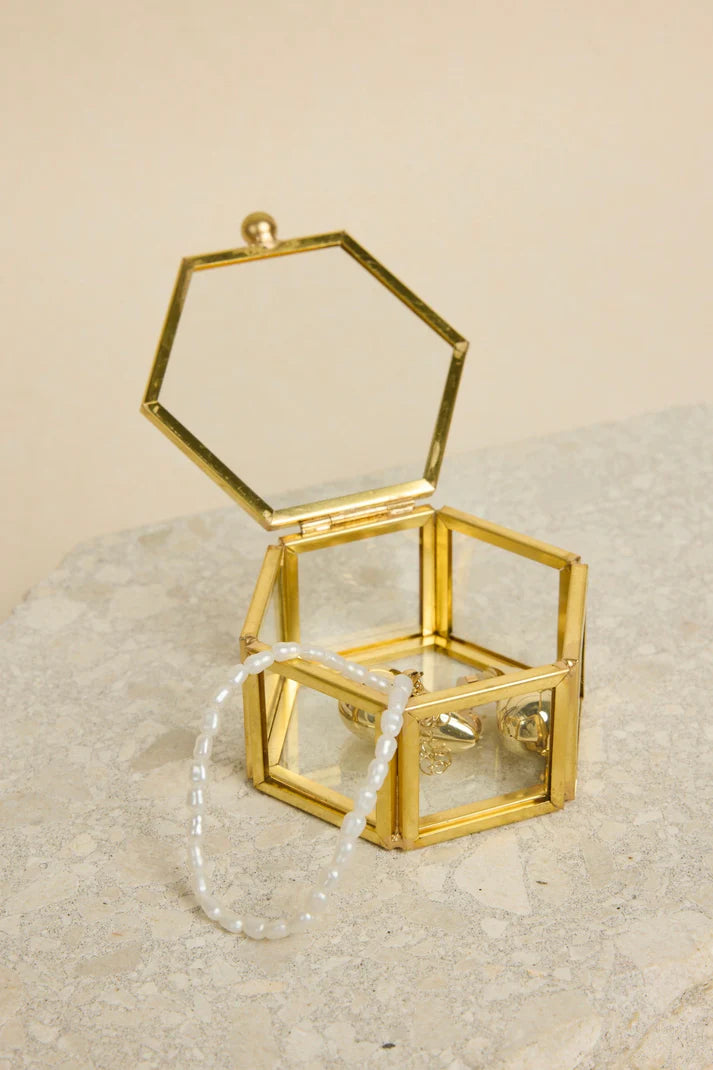 Flo & Frankie Glass Hexagon Jewellery Box