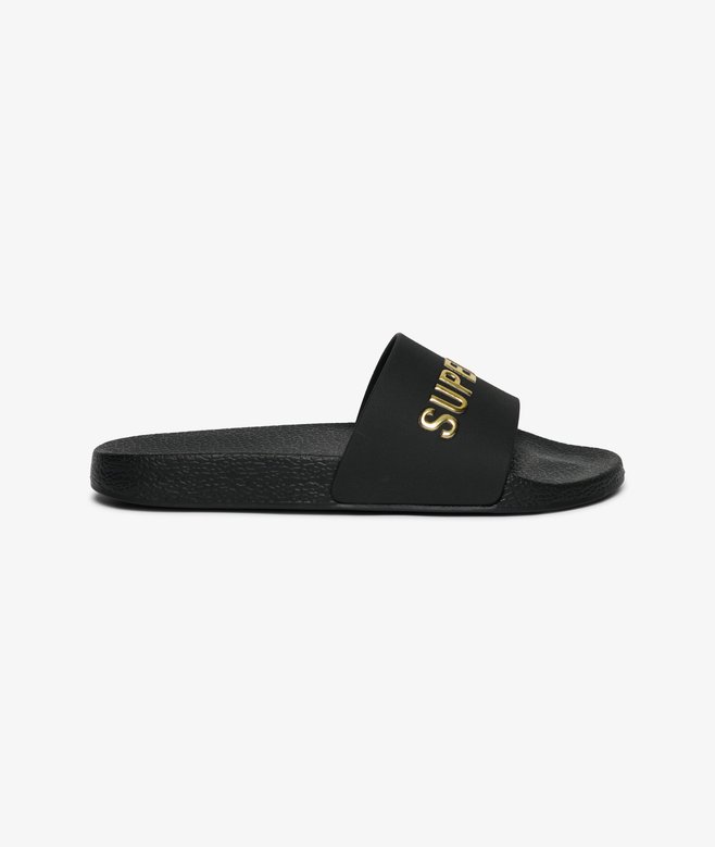 Superdry Premium Metallic Pool Slid Black/Gold