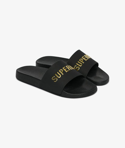Superdry Premium Metallic Pool Slid Black/Gold