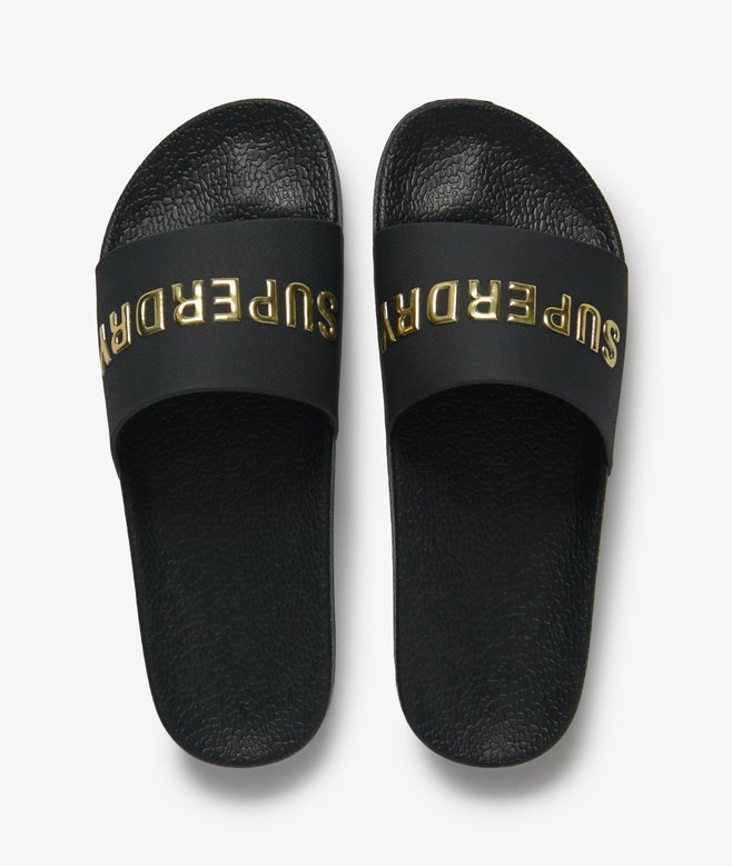 Superdry Premium Metallic Pool Slid Black/Gold