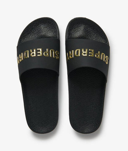 Superdry Premium Metallic Pool Slid Black/Gold