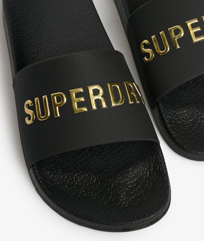 Superdry Premium Metallic Pool Slid Black/Gold