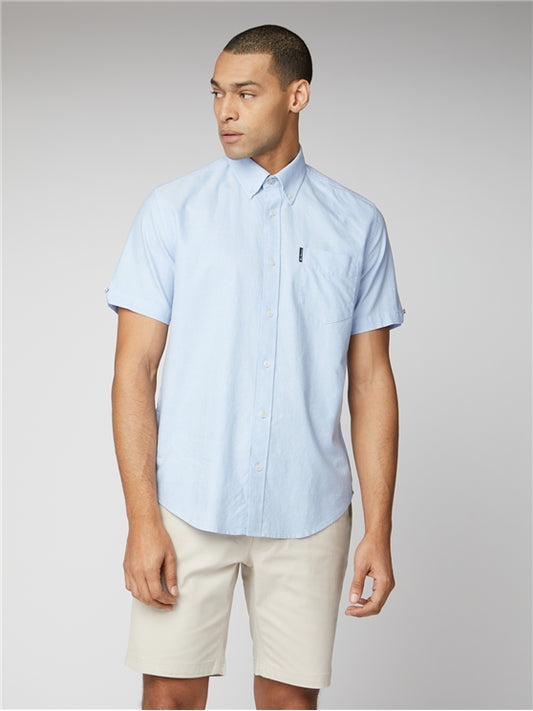 Ben Sherman Short Sleeve Signature Oxford Shirt - Sky blue