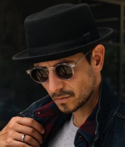 Hills Hats - Black Felt Pork Pie
