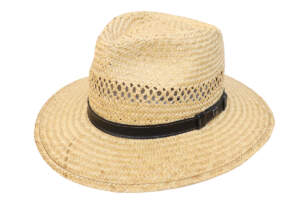 Hills Hats Indiana Jones Nante Straw Hat with Leather Band