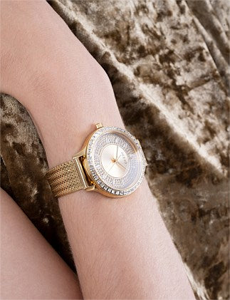 Guess Watch Soiree Gold with Gold Mesh Bracelet