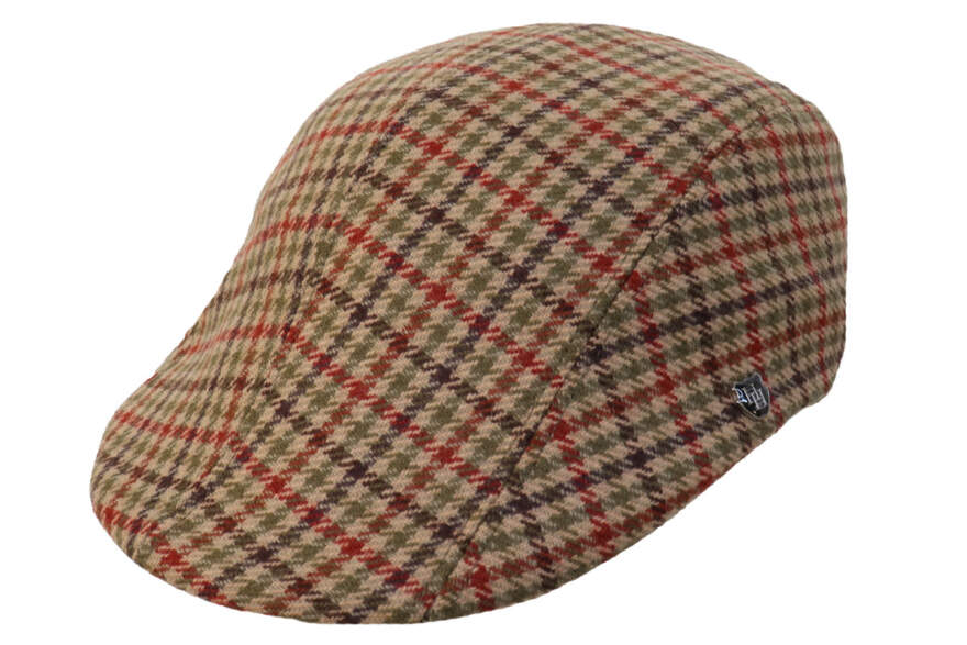 Hills Hats Devon Houndstooth Lambswool Tweed Duckbill Cap