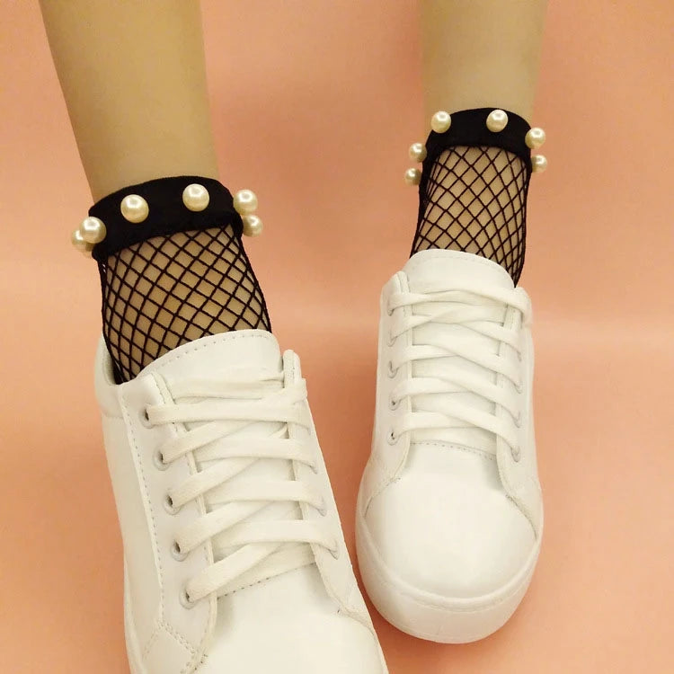 Sisters Matter Fishnet Socks in Skull, Stud or Pearl