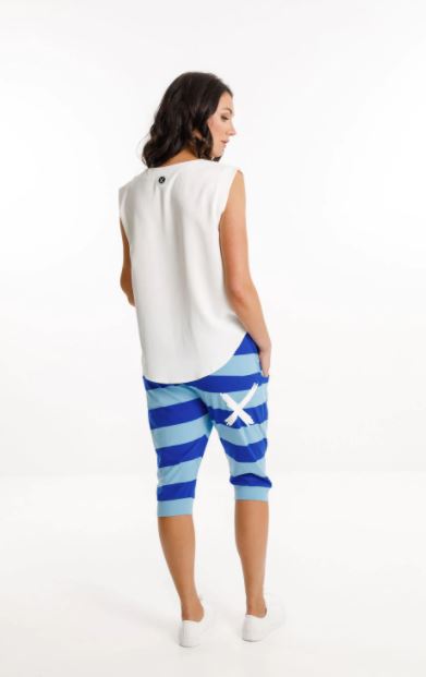 Homelee 3/4 Apartment Pants - Blue Stripe