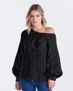 Sass Alyce Knit Jersey in Black or Grey Marle