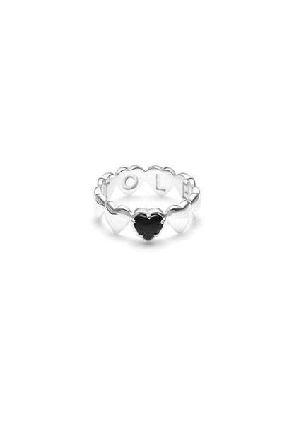 Stolen Girlfriends Club Band of Hearts Ring in Onyx