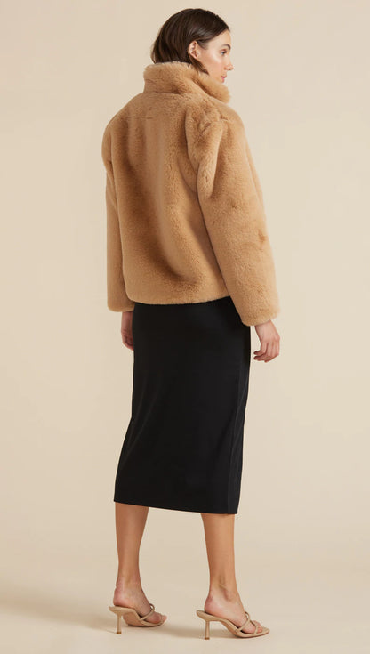 Mink Pink Carmel Faux Fur Jacket