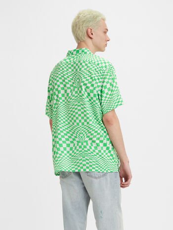 Levis The Sunset Camp Shirt in Trippy Check Green