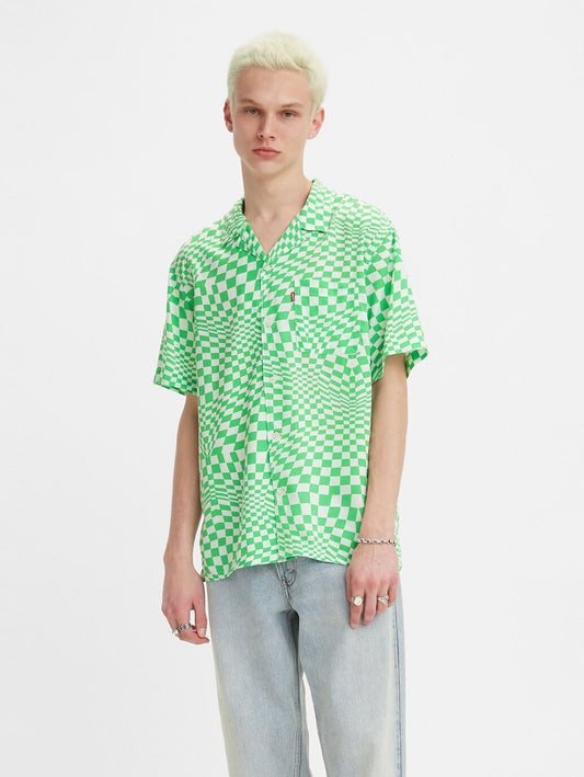 Levis The Sunset Camp Shirt in Trippy Check Green
