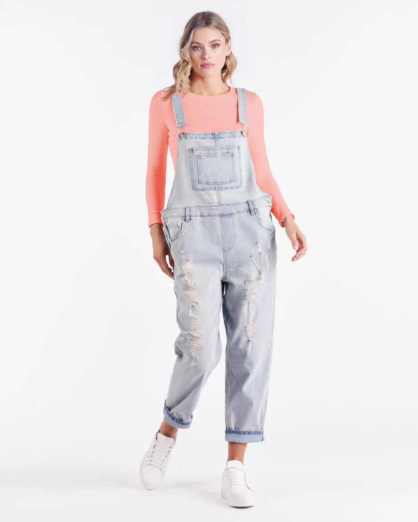 Sass Simone Dungarees in Ice Wash