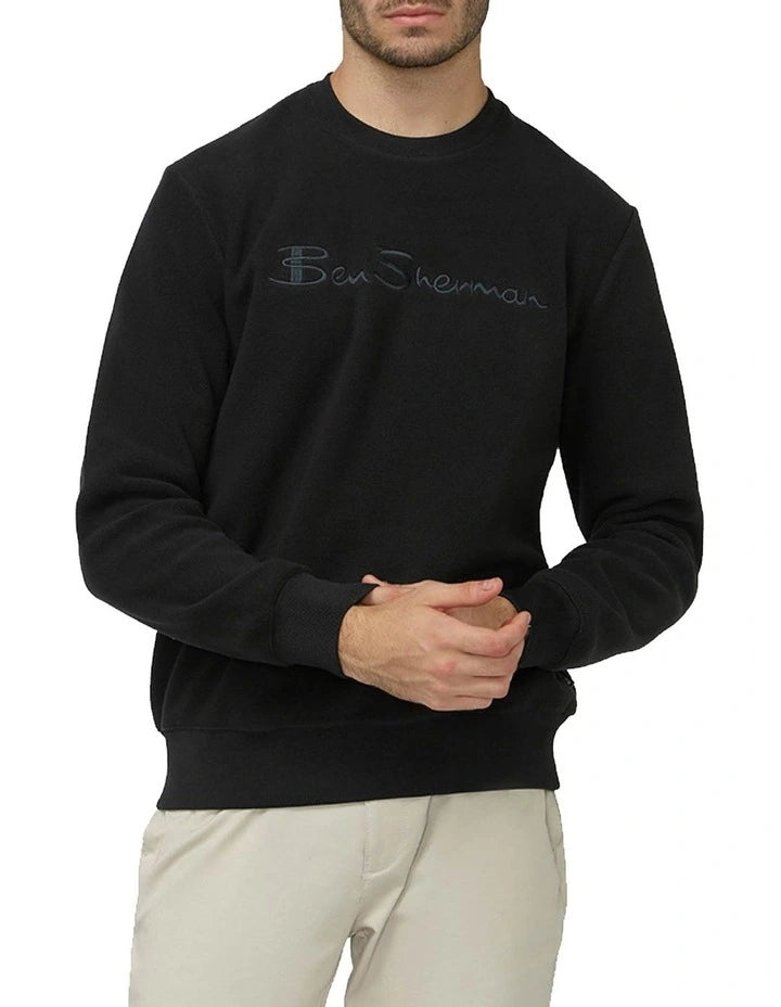 Ben Sherman Teddy Fleece Sweat in Navy or Black