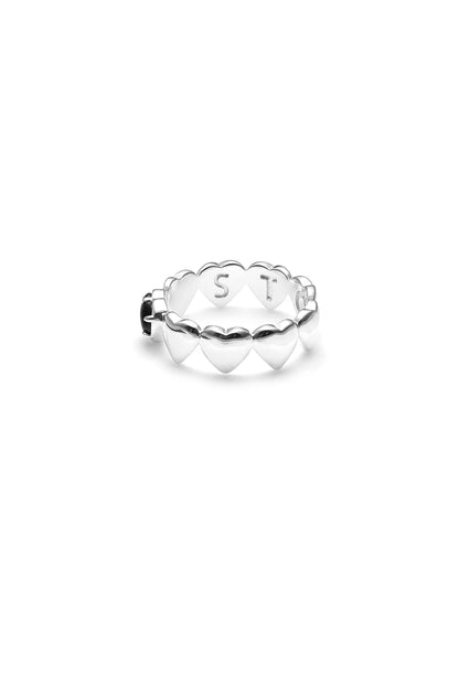 Stolen Girlfriends Club Band of Hearts Ring in Onyx