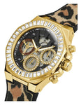 Guess Watch Rapture Gold Crystal with Leopard Leather Strap