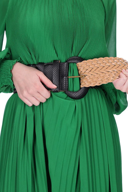 Augustine Leather Belt in Green, White, Nude, Navy or Black