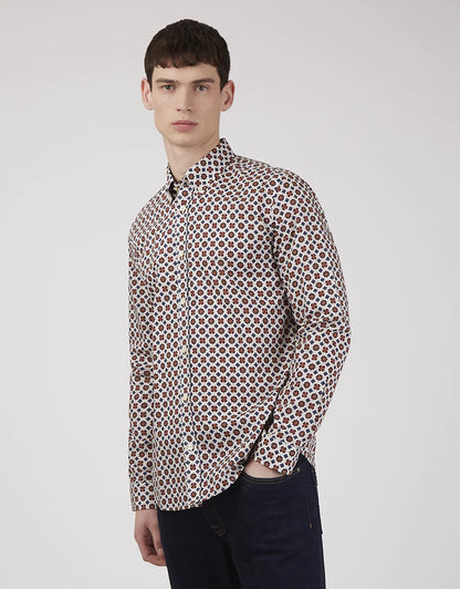 Ben Sherman Foulard Tile Print Long Sleeve Shirt
