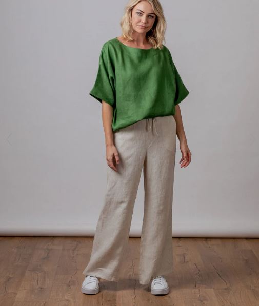 Moss Mabel Linen Pant in Sand or Black