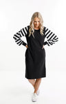 Home lee Laylah Dress - Black & White Stripe Sleeves