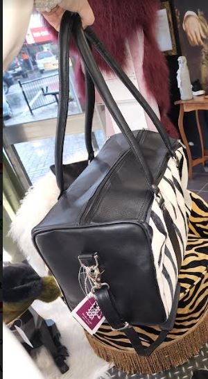 The Design Edge Europe Overnight Bag in Zebra Print and Black Leather