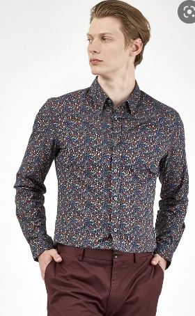 Ben Sherman Multi Colour Floral Shirt in Midnight or Ivory