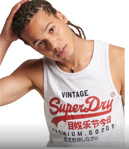 Superdry Vintage CL Classic Vest in Optic White